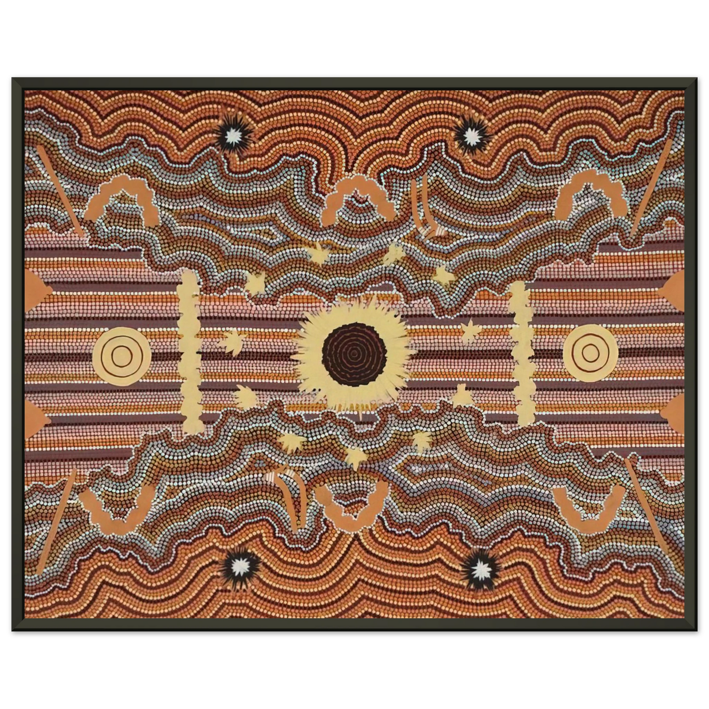 Clifford Possum Tjapaltjarri Untitled 1990 Framed Art Print - Aluminum Frame - 60x80 cm / 24x32 inches