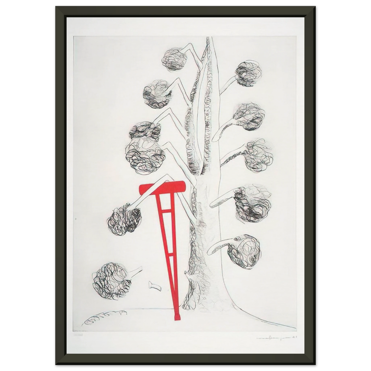 Louise Bourgeois TREE WITH RED CRUTCH 1998 Framed Art Print - Aluminum Frame - 60x80 cm / 24x32 inches
