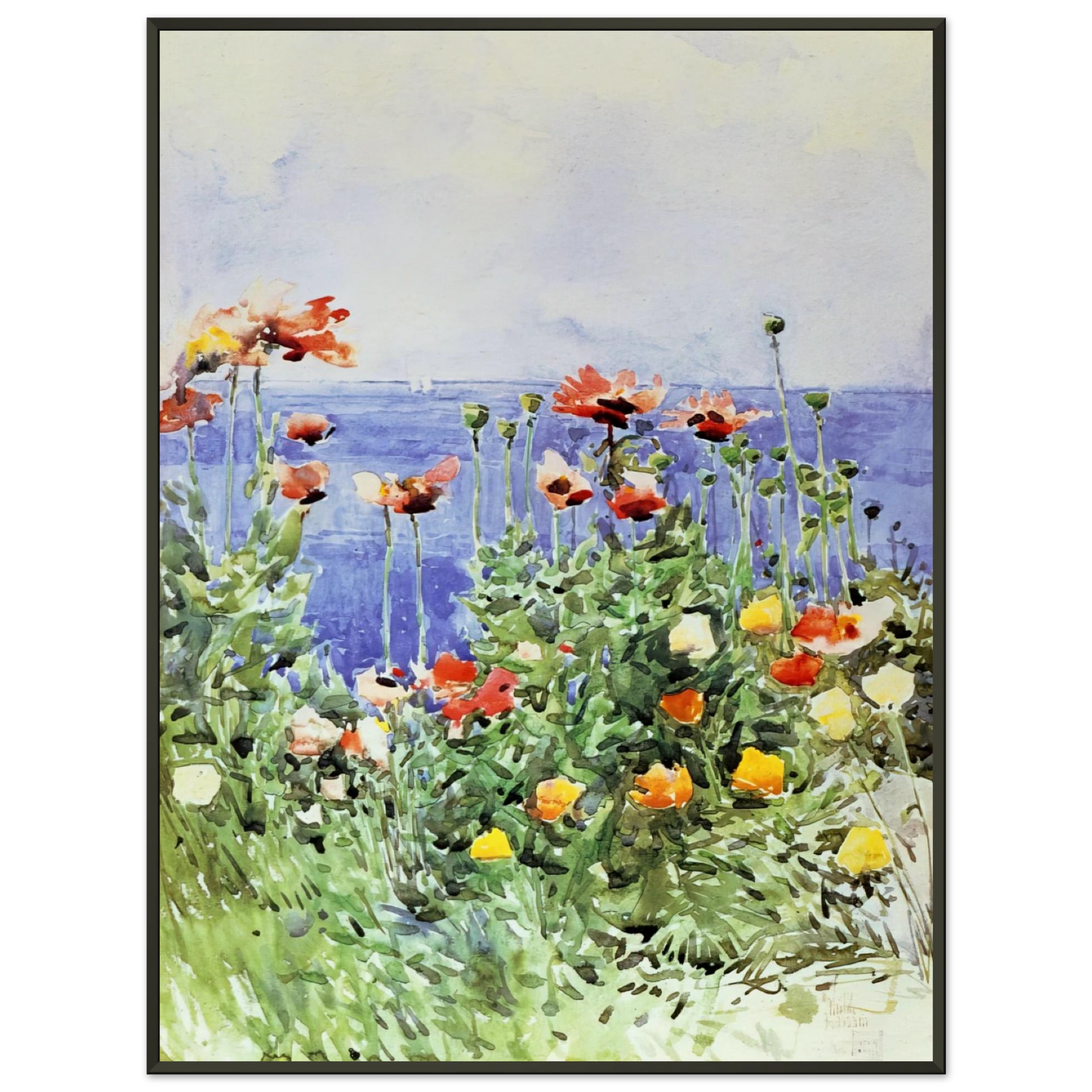 Childe Hassam Poppies Isles of Shoals 02 Framed Art Print - Aluminum Frame - 40x50 cm / 16x20 inches