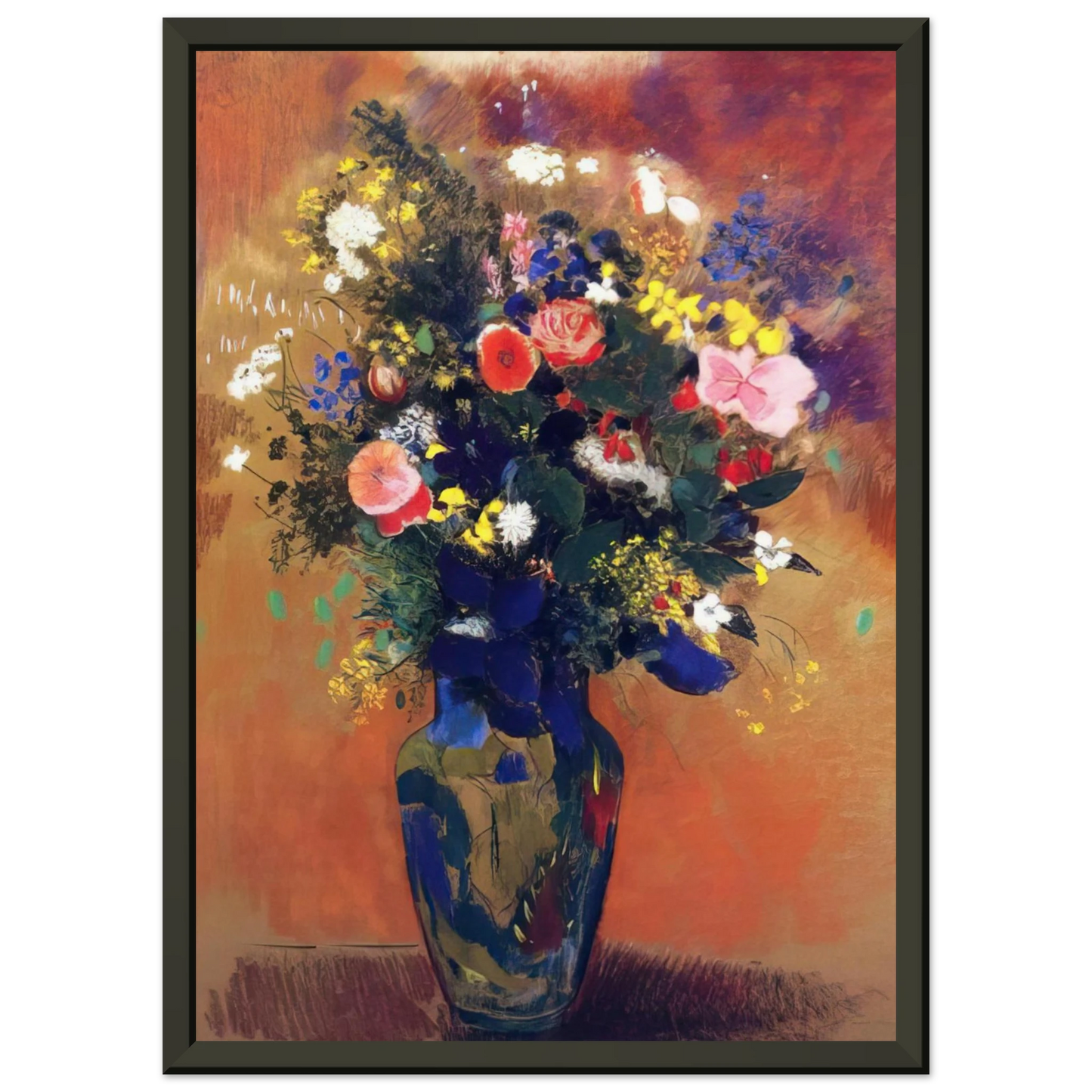 Odilon Redon LARGE BOUQUET OF WILD FLOWERS Framed Art Print - Aluminum Frame - 60x80 cm / 24x32 inches