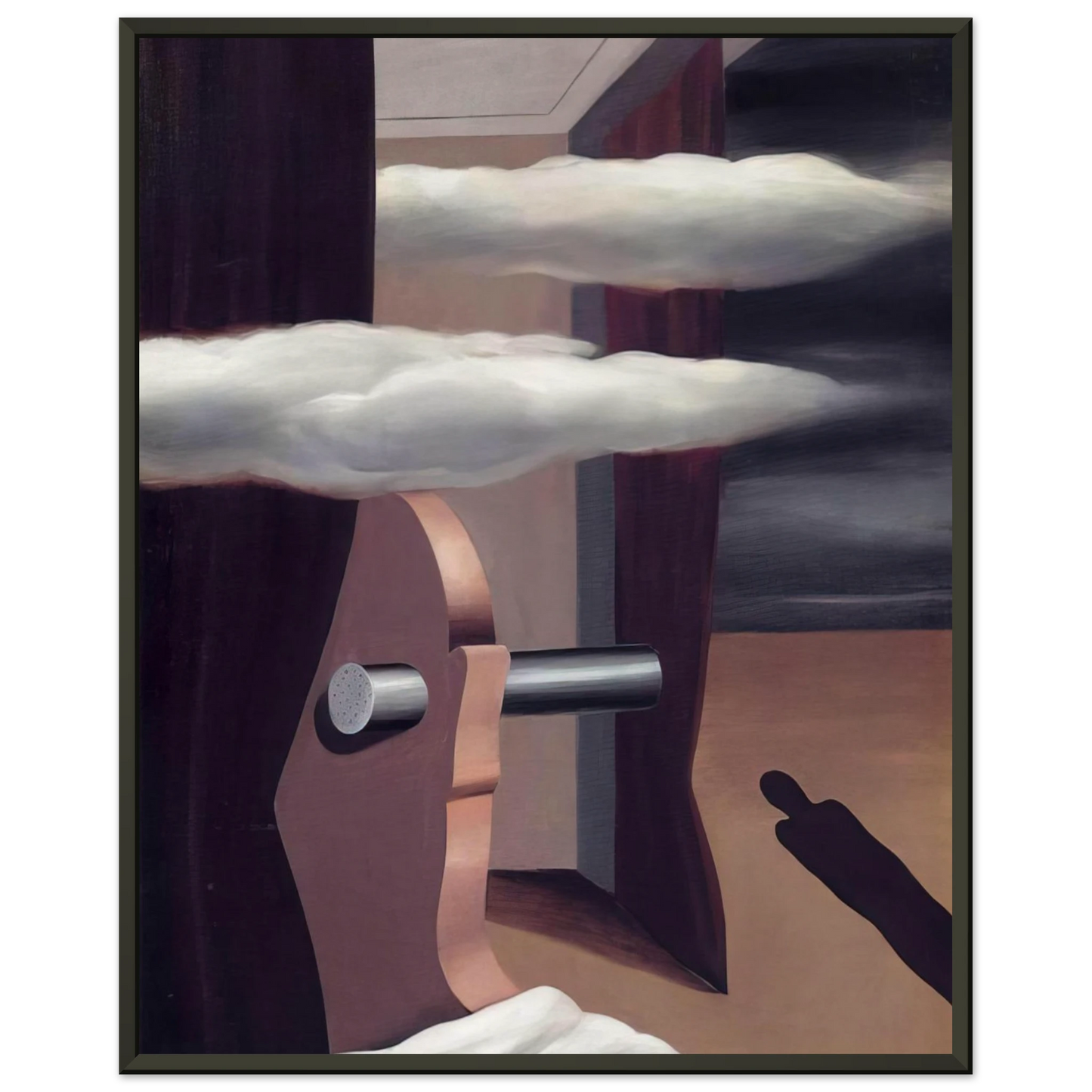 Rene Magritte  THE CATAPULT OF DESERT 1926 Framed Art Print  - Aluminum Frame - 70x100 cm / 28x40 inches