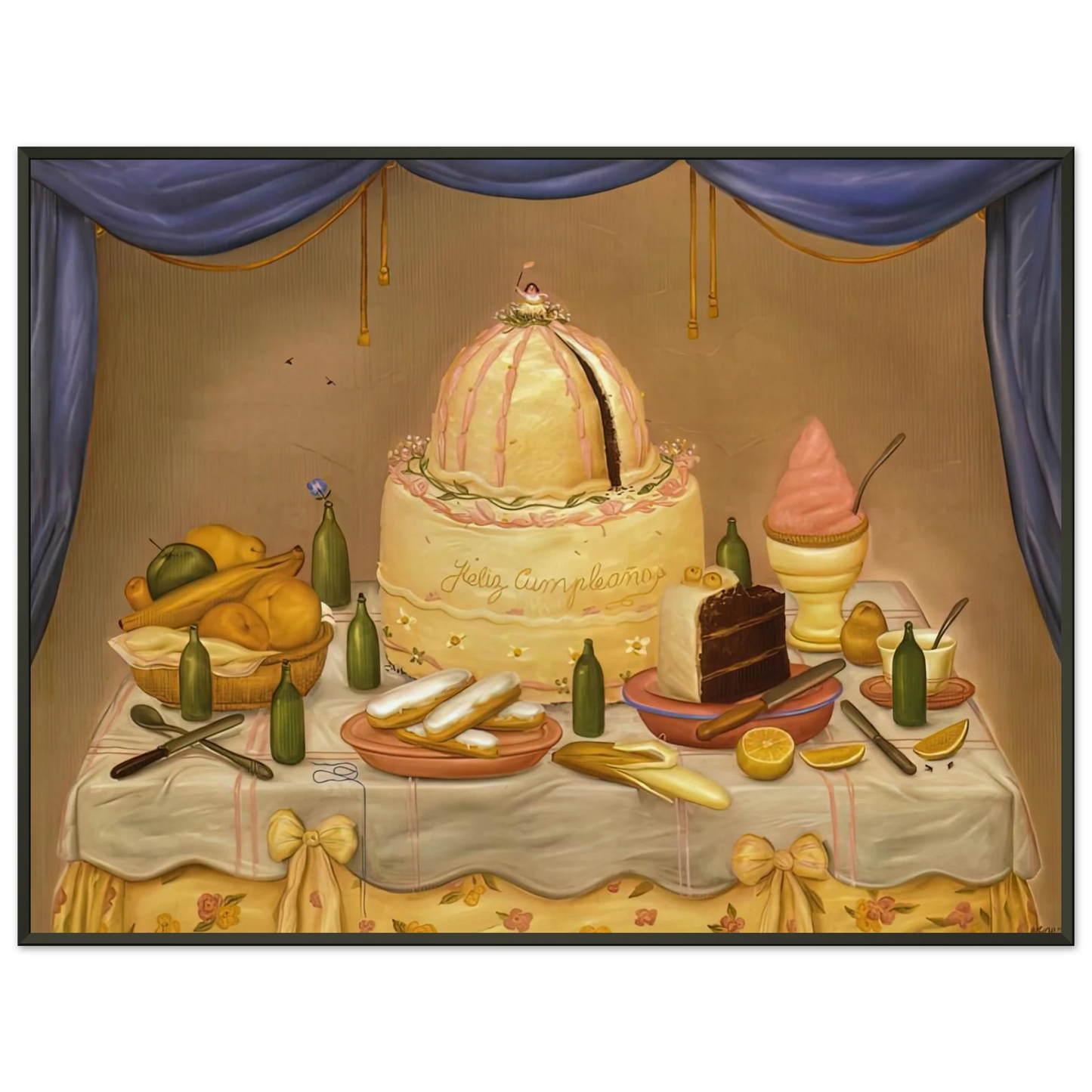 Fernando Botero HAPPY BIRTHDAY Framed Art Print - Aluminum Frame - 70x100 cm / 28x40 inches