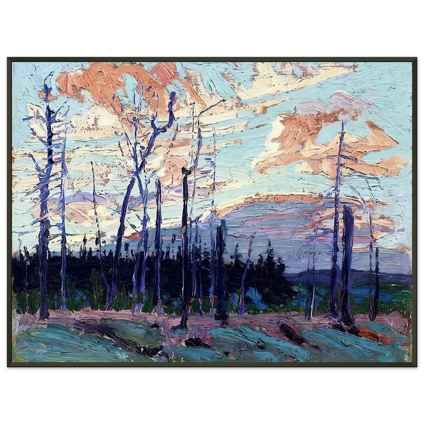 Tom Thomson BURNT LAND AT SUNSET 1915 Framed Art Print - Aluminum Frame - 40x50 cm / 16x20 inches