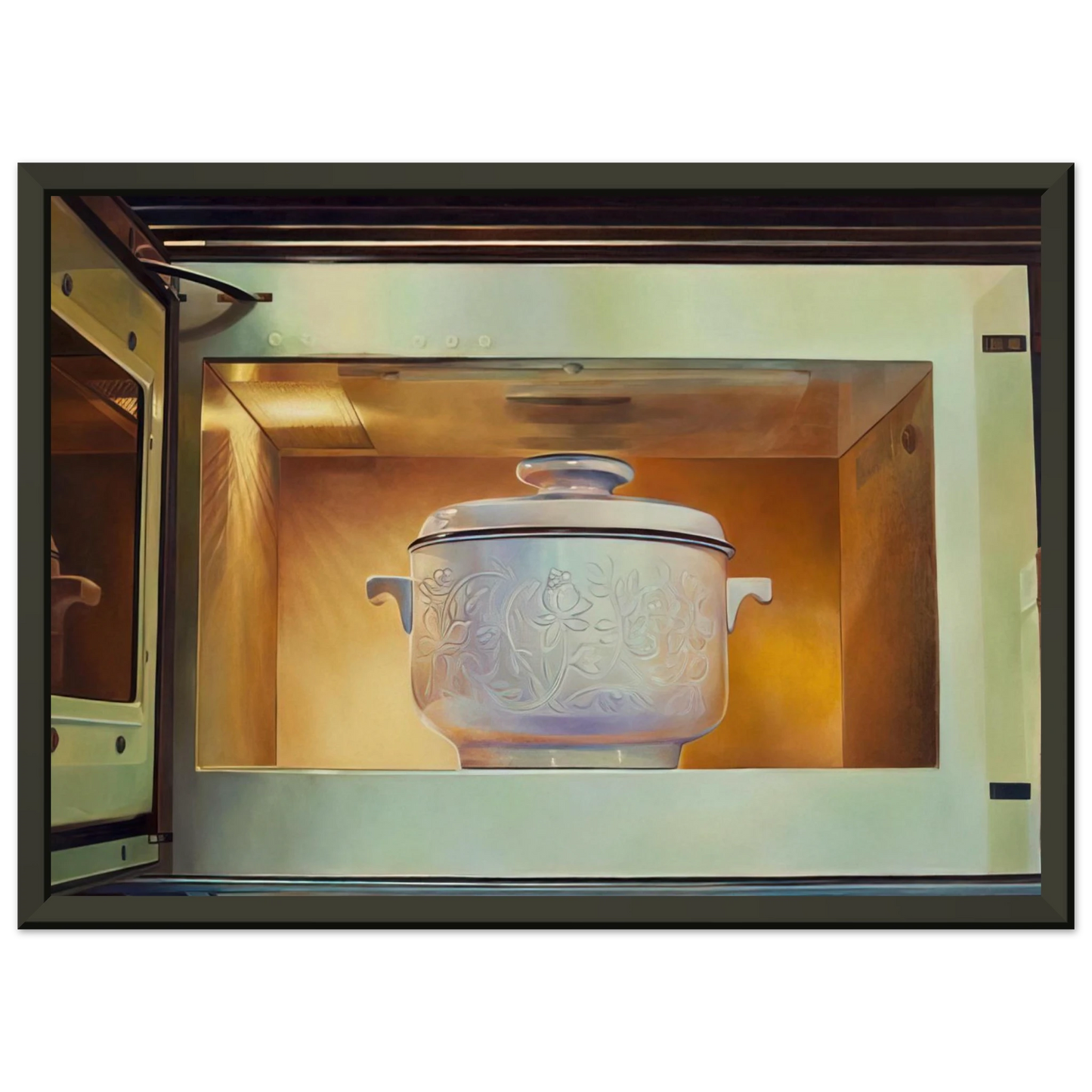 Mary Pratt Romancing the Casserole 1985 Framed Art Print - Aluminum Frame - 40x50 cm / 16x20 inches