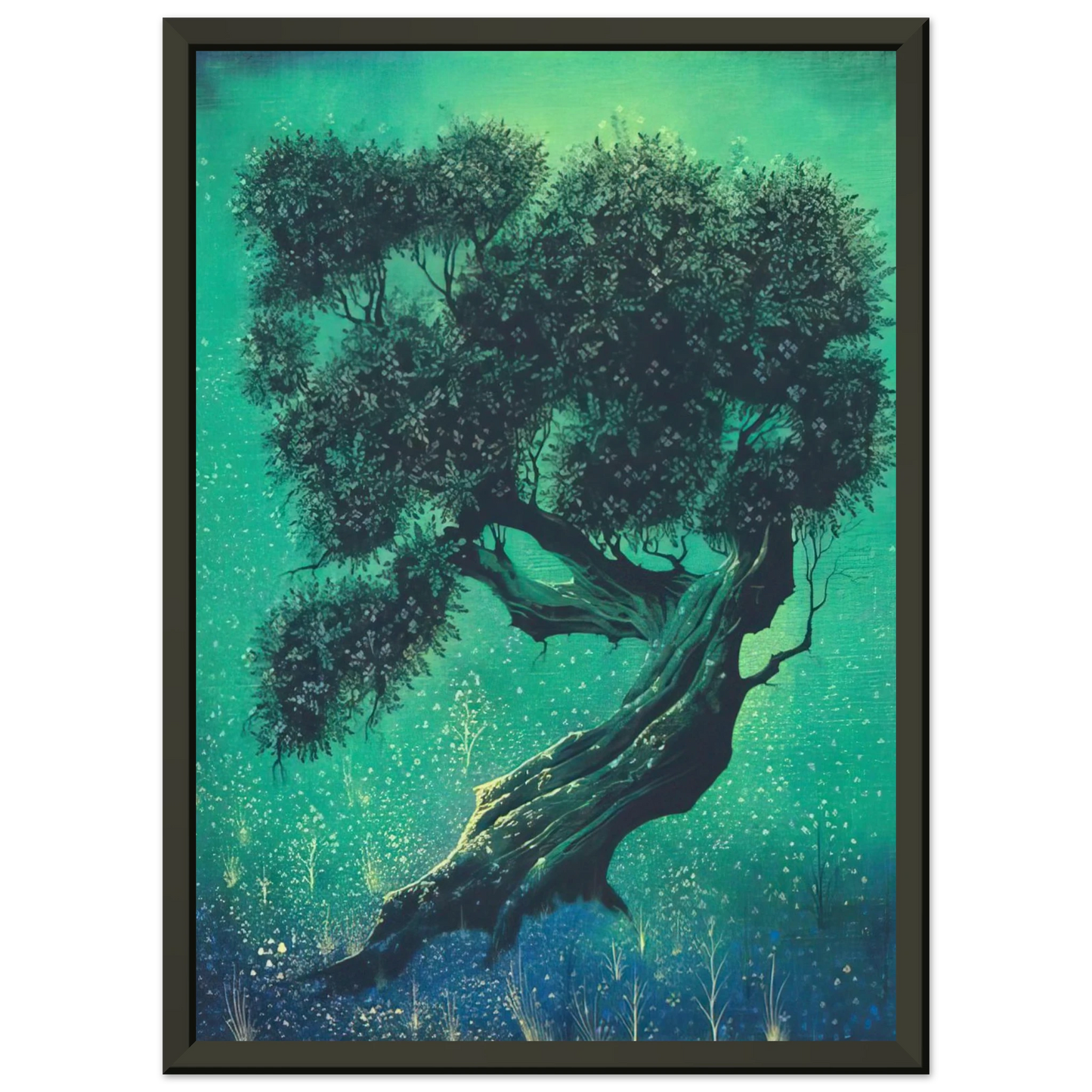 Eyvind Earle Solitary Bonsai Framed Art Print - Aluminum Frame - 60x80 cm / 24x32 inches