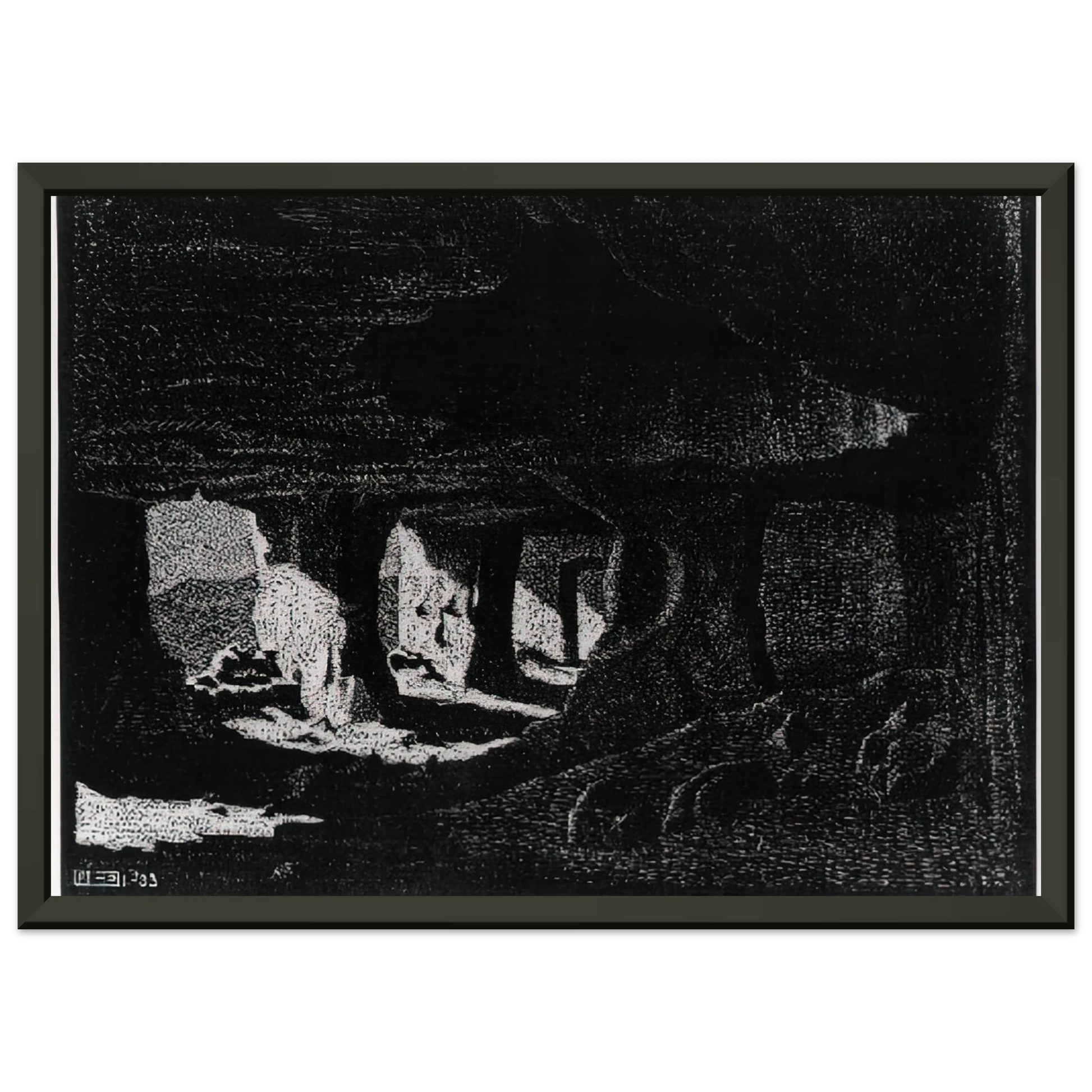 MC Escher  CAVE DWELLINGS NEAR SPERLINGA SICILY Framed Art Print  - Aluminum Frame - 70x100 cm / 28x40 inches