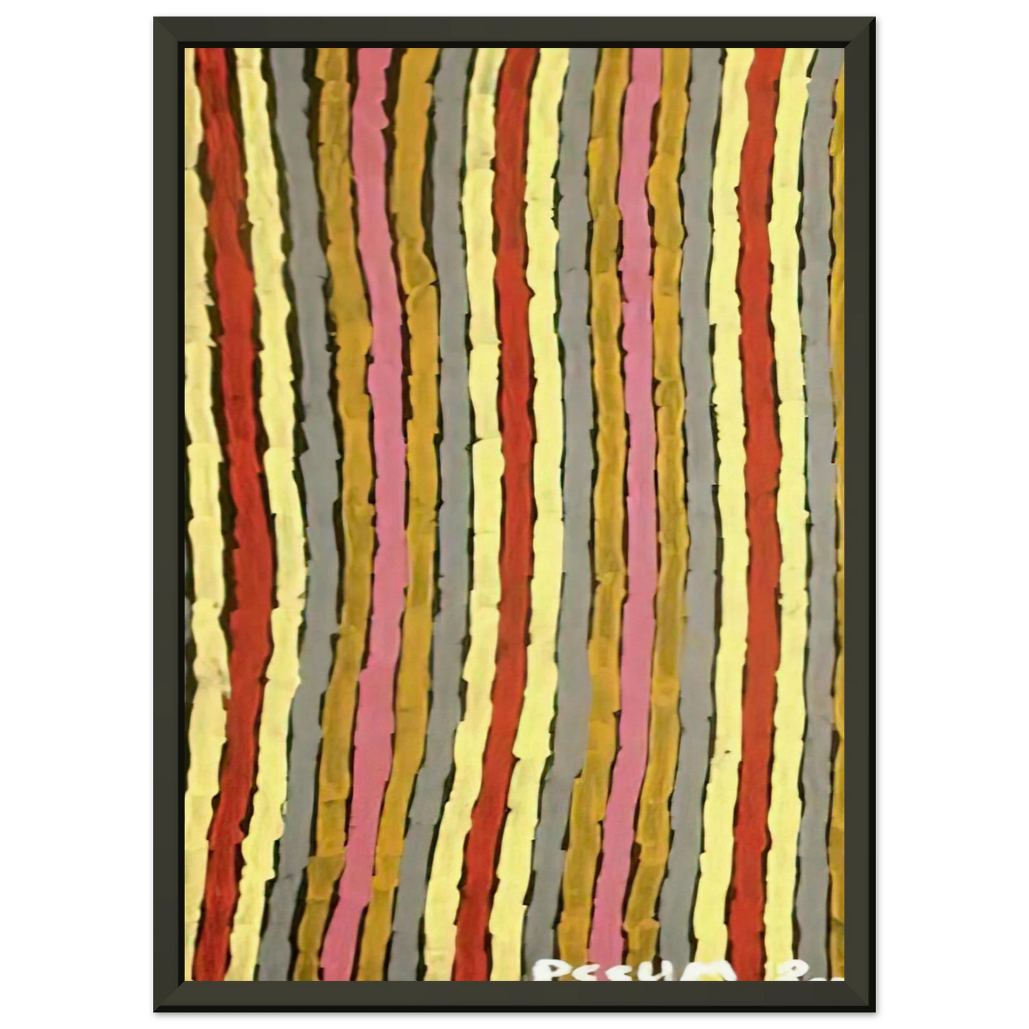 Clifford Possum Tjapaltjarri Ceremonial Paint Floor Napperby 2001 Framed Art Print - Aluminum Frame - 40x50 cm / 16x20 inches