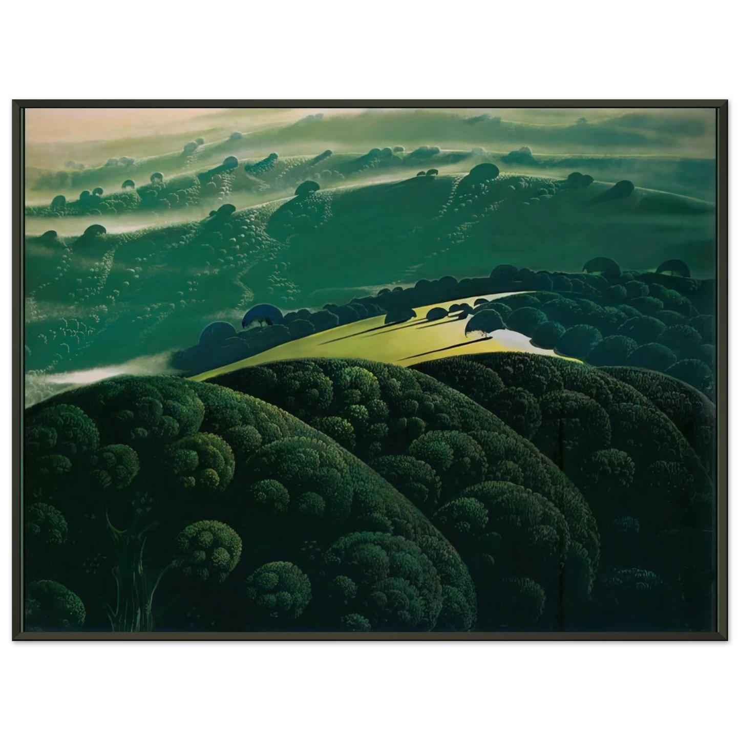 Eyvind Earle  Morning Fog Framed Art Print  - Aluminum Frame - 40x50 cm / 16x20 inches