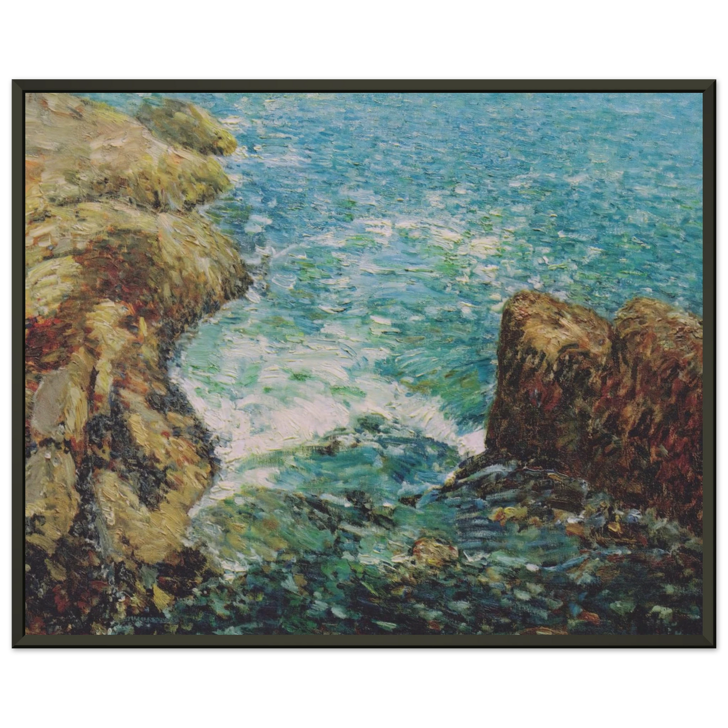 Childe Hassam Surf and Rocks Framed Art Print - Aluminum Frame - 70x100 cm / 28x40 inches