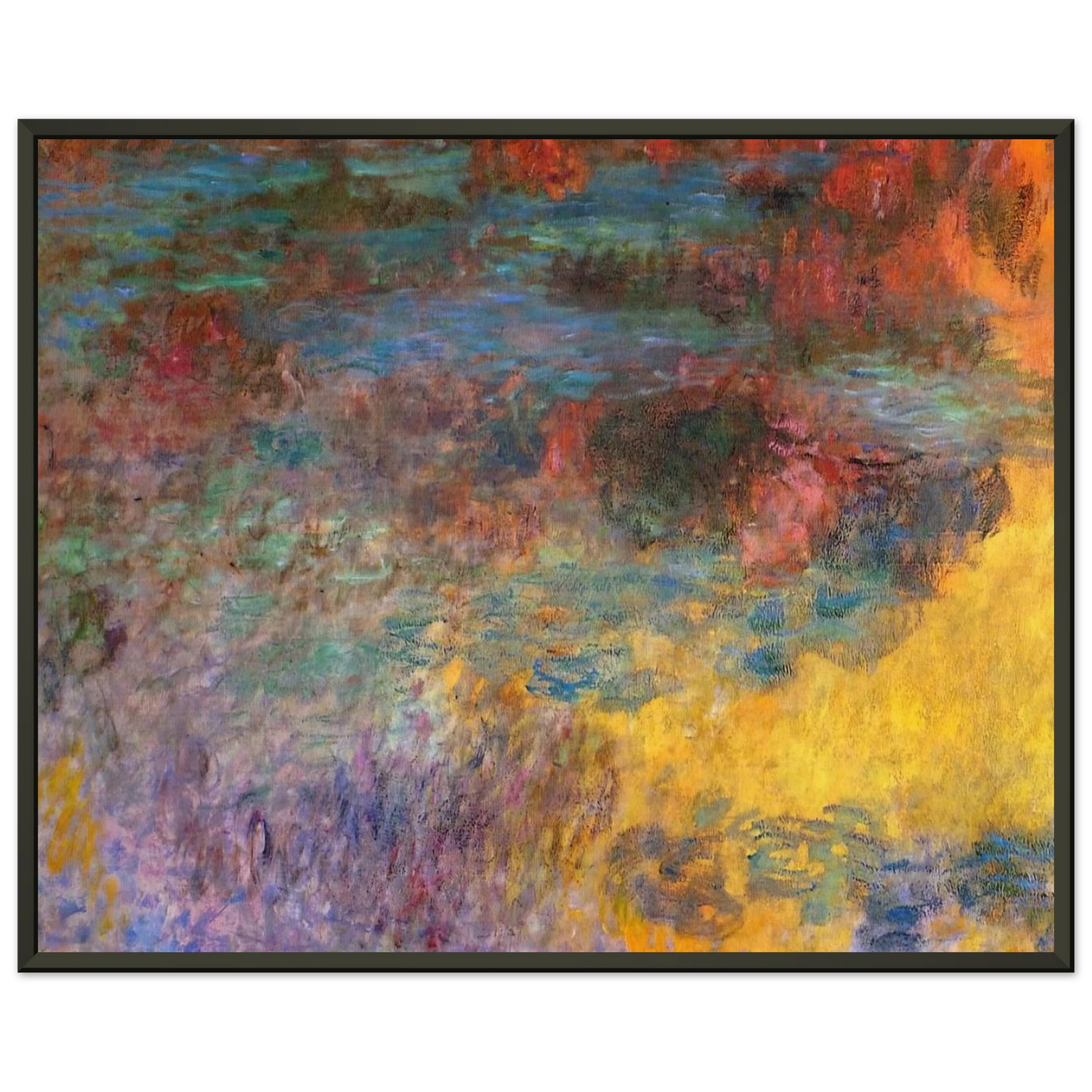 claude monet Water Lily Pond Evening left panel Framed Art Print - Aluminum Frame - 60x80 cm / 24x32 inches