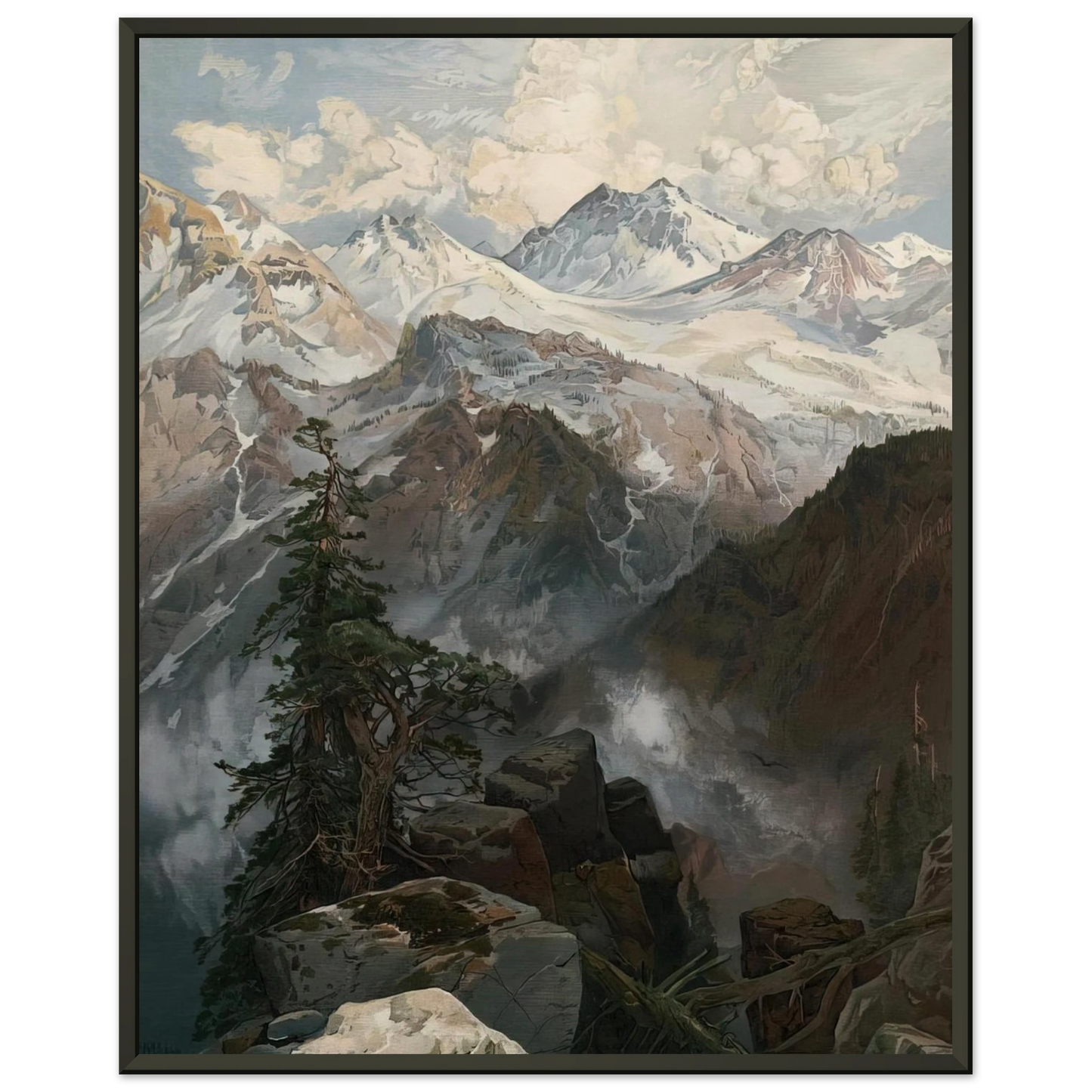 Thomas Moran Summit of the Sierras Nevada Framed Art Print - Aluminum Frame - 60x80 cm / 24x32 inches