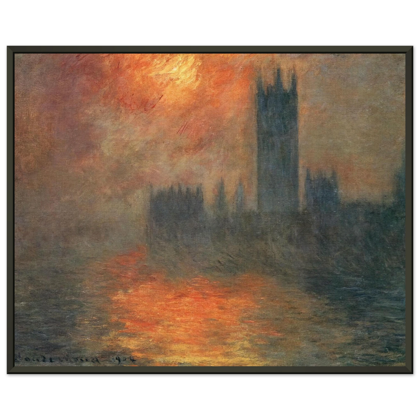 claude monet  Houses of Parliament Sunset Framed Art Print  - Aluminum Frame - 60x80 cm / 24x32 inches
