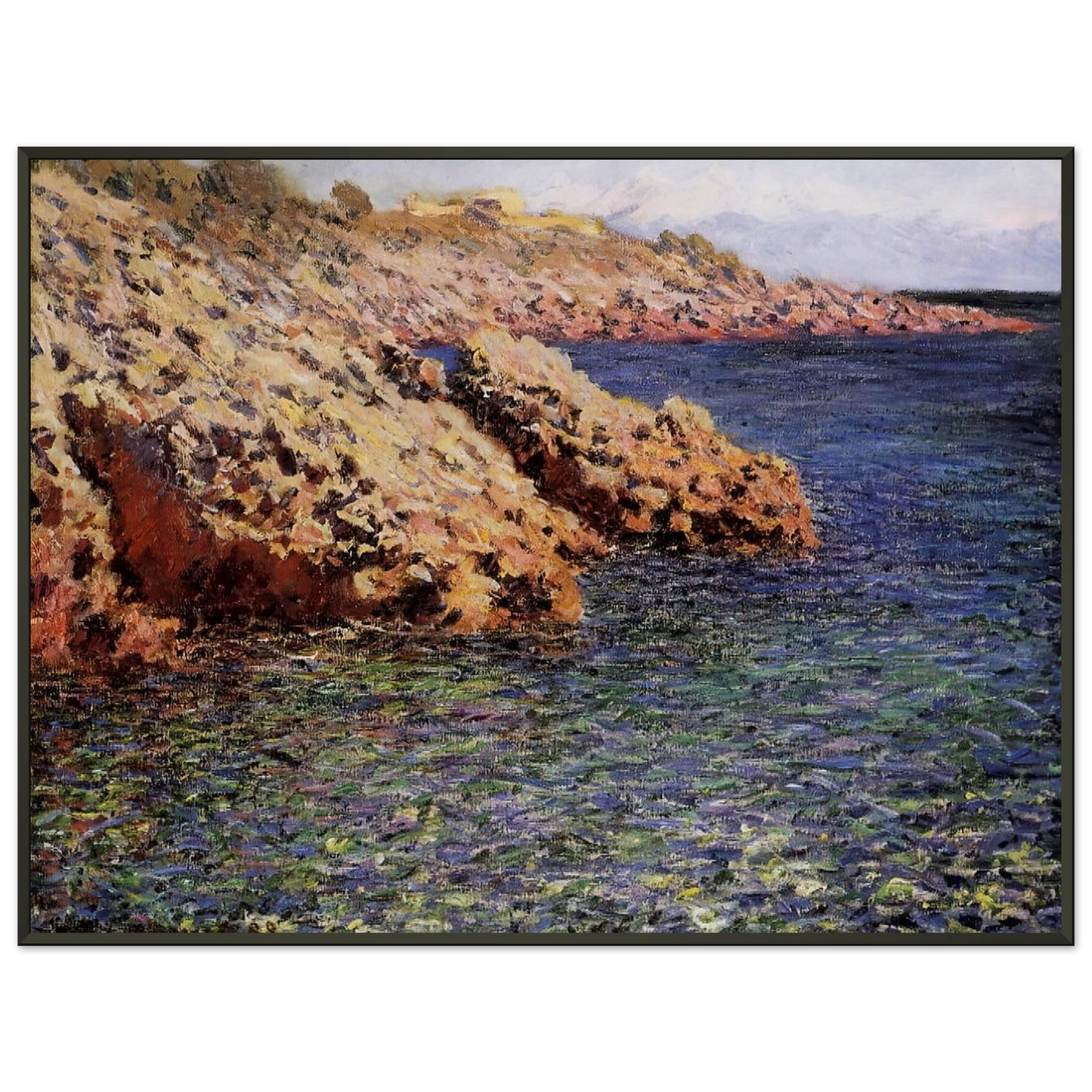 claude monet  Rocks on the Mediterranean Coast Framed Art Print  - Aluminum Frame - 40x50 cm / 16x20 inches