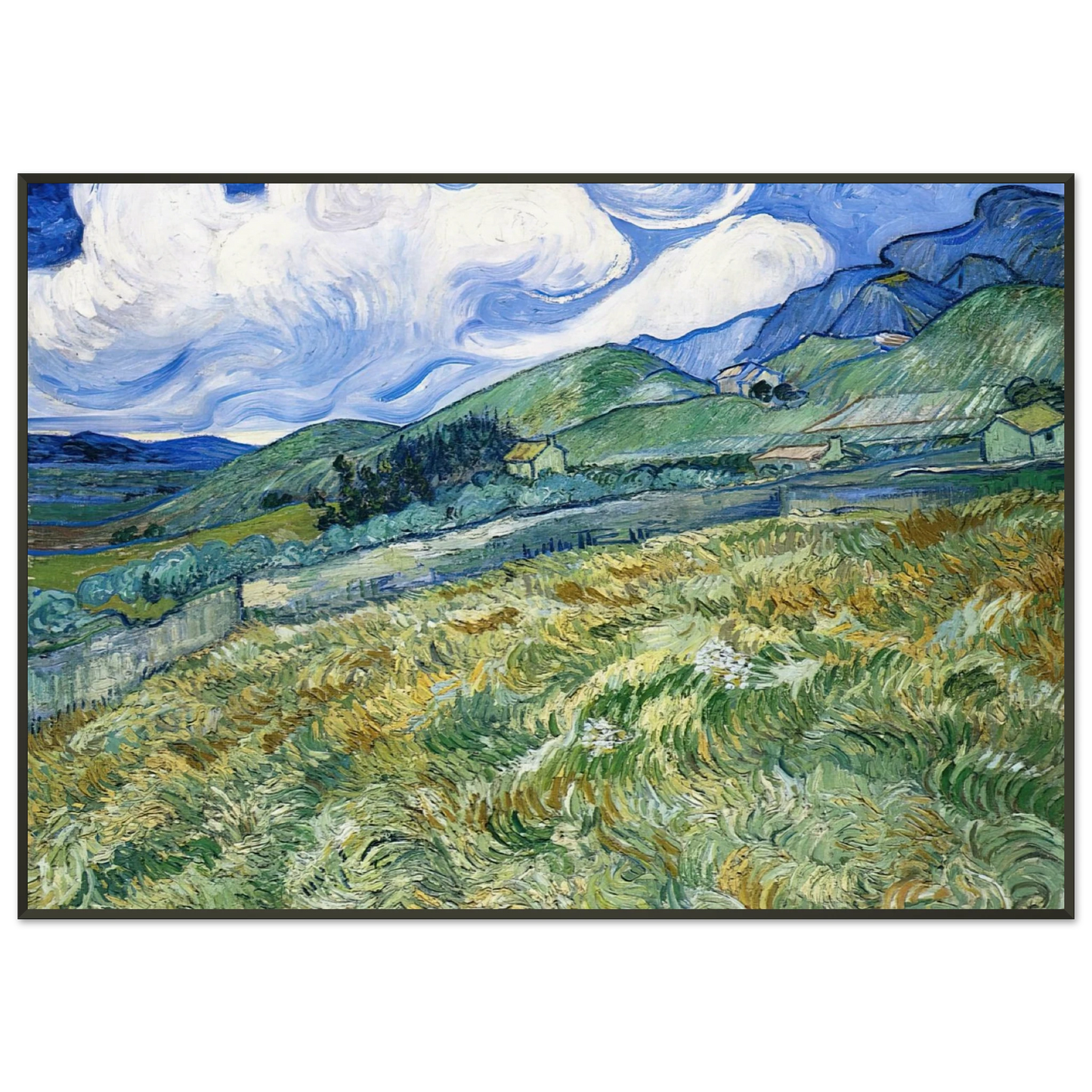 Vincent van Gogh Wheatfield with Mountains in the Background Framed Art Print - Aluminum Frame - 21x29.7 cm / 8x12"