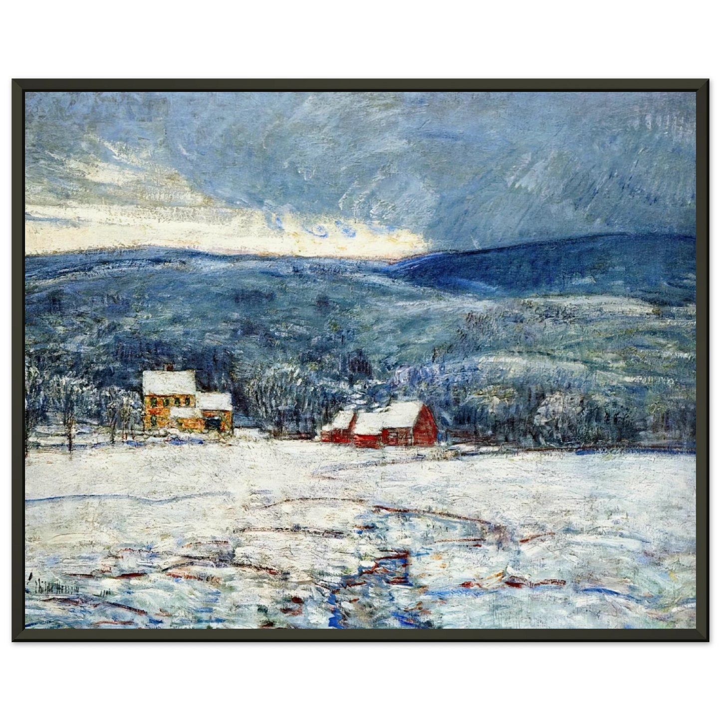 Childe Hassam Winter in the Connecticut Hills Framed Art Print - Aluminum Frame - 40x50 cm / 16x20 inches