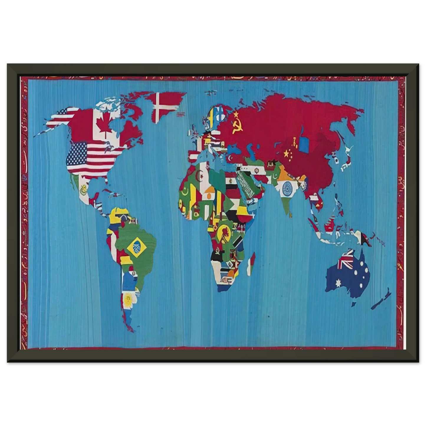 Alighiero Boetti MAPPA DEL MONDO 1988 Framed Art Print - Aluminum Frame - 60x80 cm / 24x32 inches