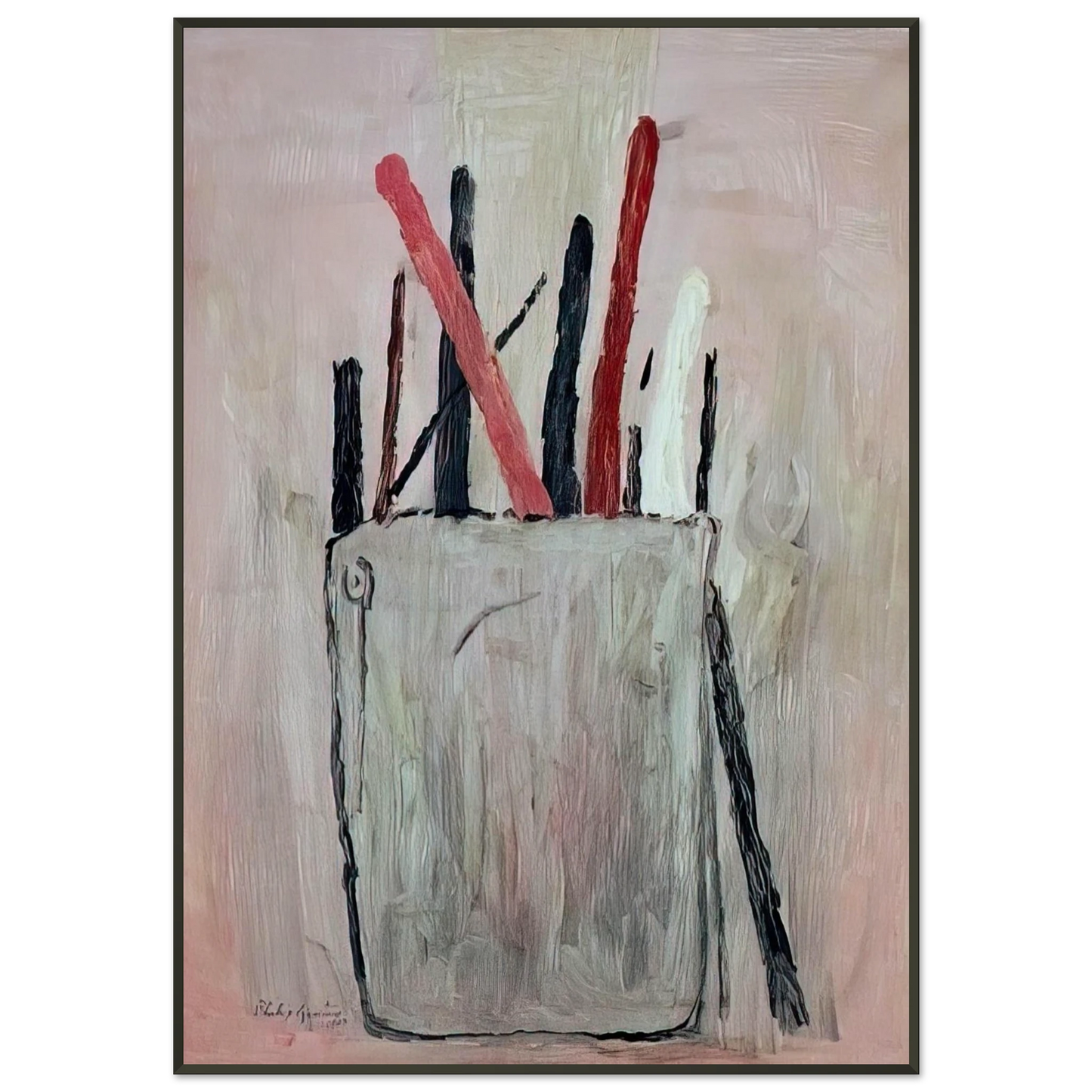 Philip Guston BRUSHES 1969 Framed Art Print - Aluminum Frame - 21x29.7 cm / 8x12"