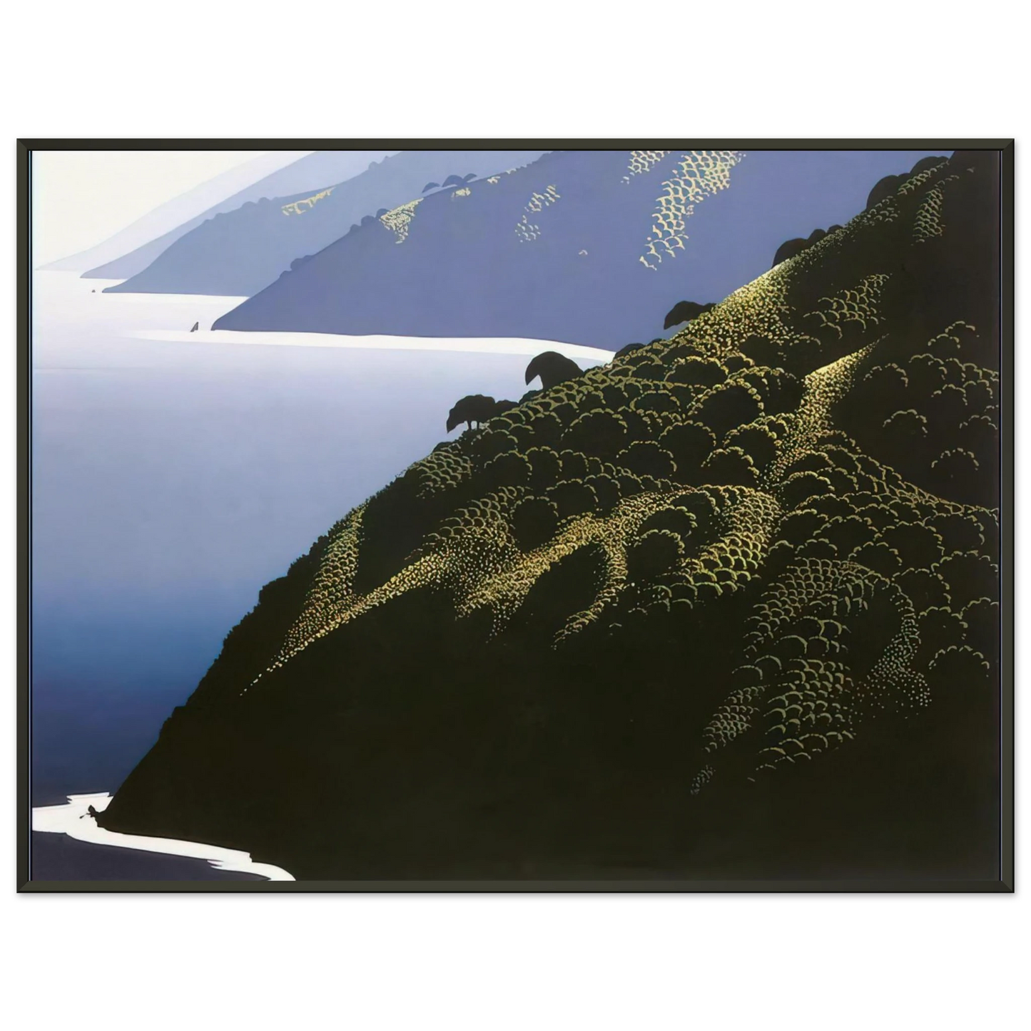 Eyvind Earle Big Sur Calm Framed Art Print - Aluminum Frame - 40x50 cm / 16x20 inches