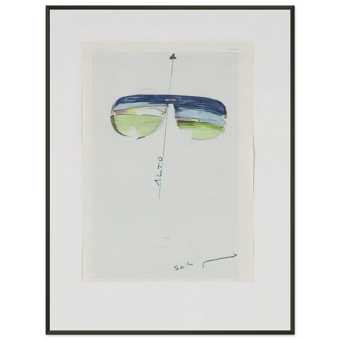 Mario Schifano Untitled Glasses 1973 Framed Art Print - Aluminum Frame - 40x50 cm / 16x20 inches