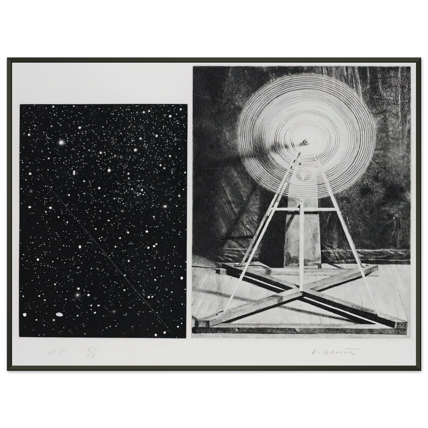 Vija Celmins CONCENTRIC BEARINGS A 1984 Framed Art Print - Aluminum Frame - 40x50 cm / 16x20 inches