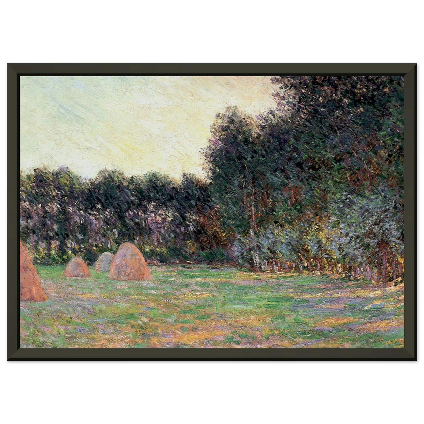 claude monet  Meadow with Haystacks near Giverny Framed Art Print  - Aluminum Frame - 40x50 cm / 16x20 inches