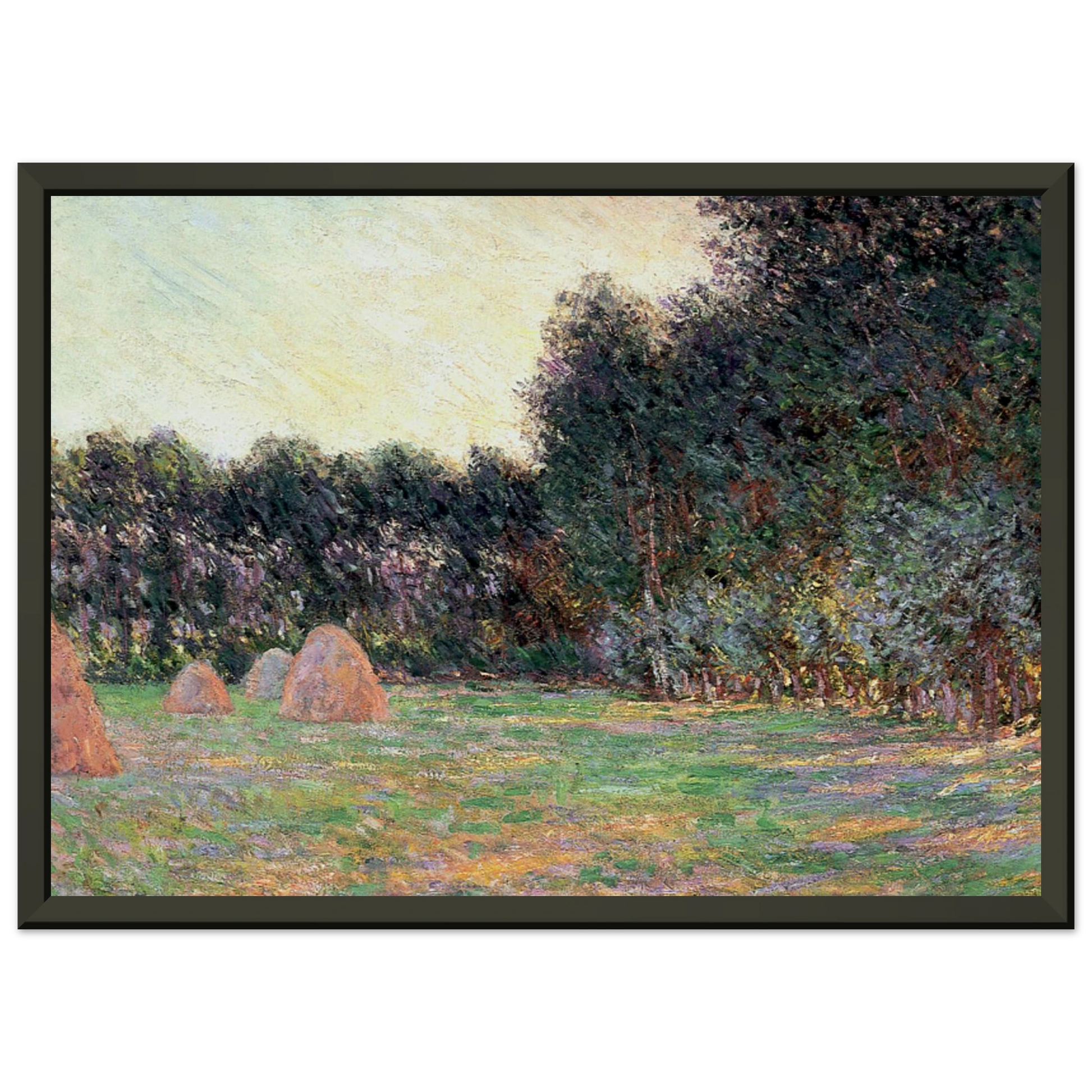 claude monet  Meadow with Haystacks near Giverny Framed Art Print  - Aluminum Frame - 40x50 cm / 16x20 inches