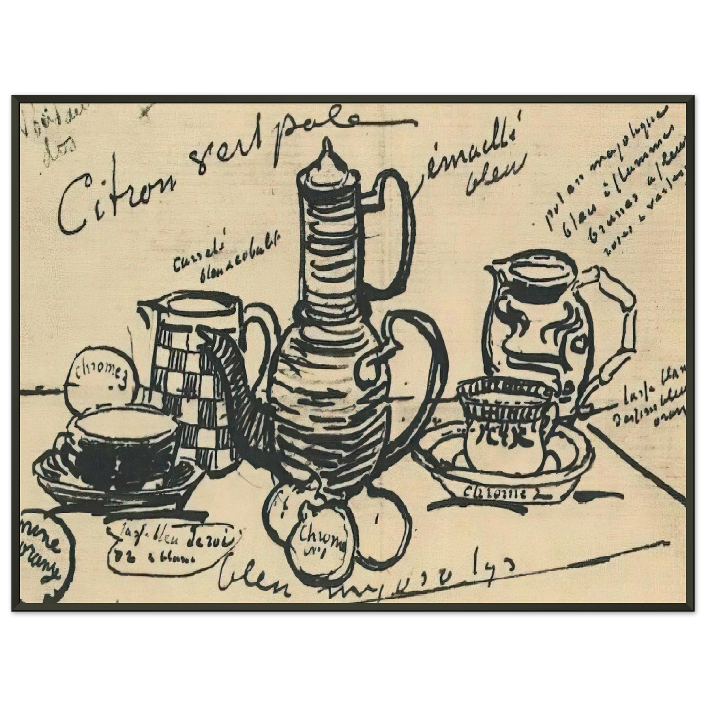 Vincent van Gogh  Still Life with Coffee Pot Framed Art Print  - Aluminum Frame - 70x100 cm / 28x40 inches