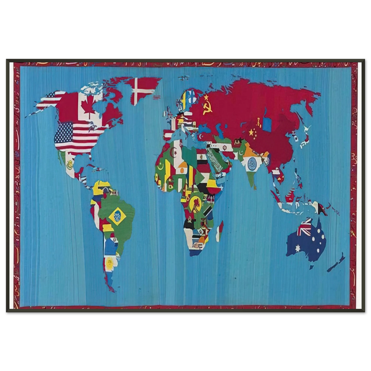 Alighiero Boetti MAPPA DEL MONDO 1988 Framed Art Print - Aluminum Frame - 21x29.7 cm / 8x12"