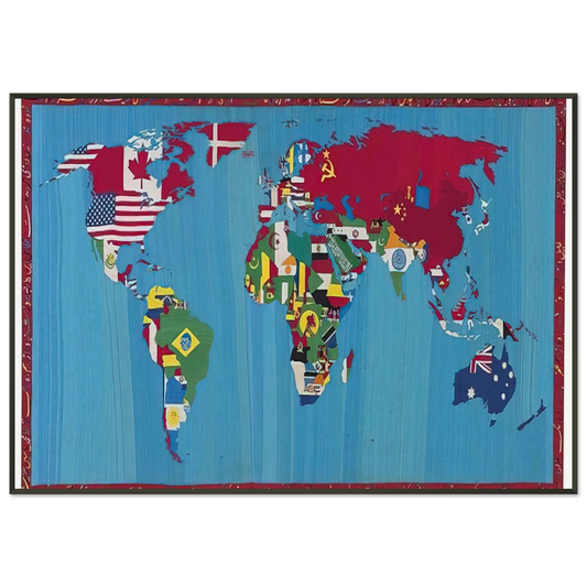 Alighiero Boetti  MAPPA DEL MONDO 1988 Framed Art Print  - Aluminum Frame - 21x29.7 cm / 8x12"
