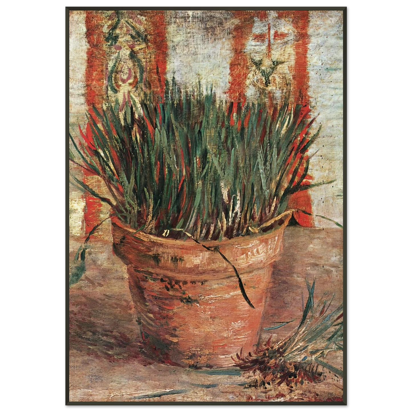 Vincent van Gogh  Flowerpot with Chives Framed Art Print  - Aluminum Frame - 21x29.7 cm / 8x12"