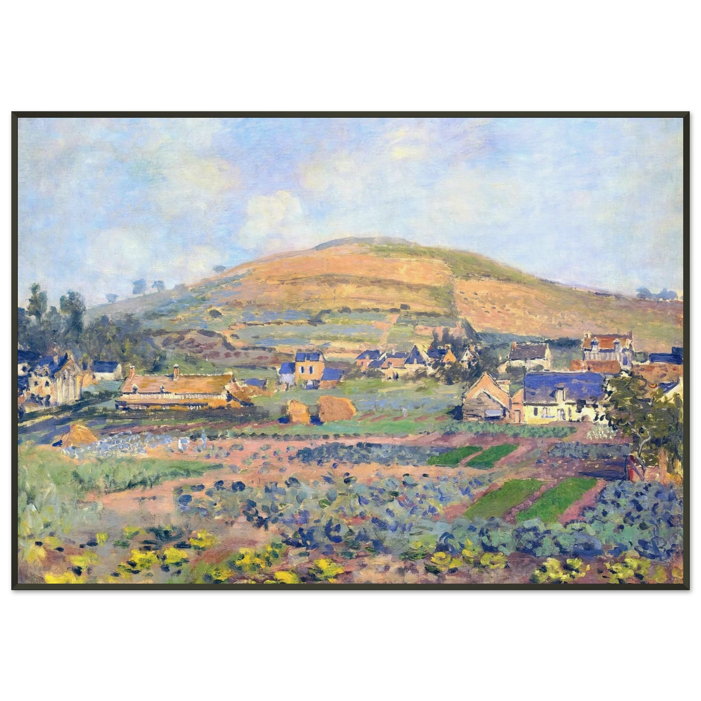 claude monet  The Mount Riboudet in Rouen at Spring Framed Art Print  - Aluminum Frame - 21x29.7 cm / 8x12"