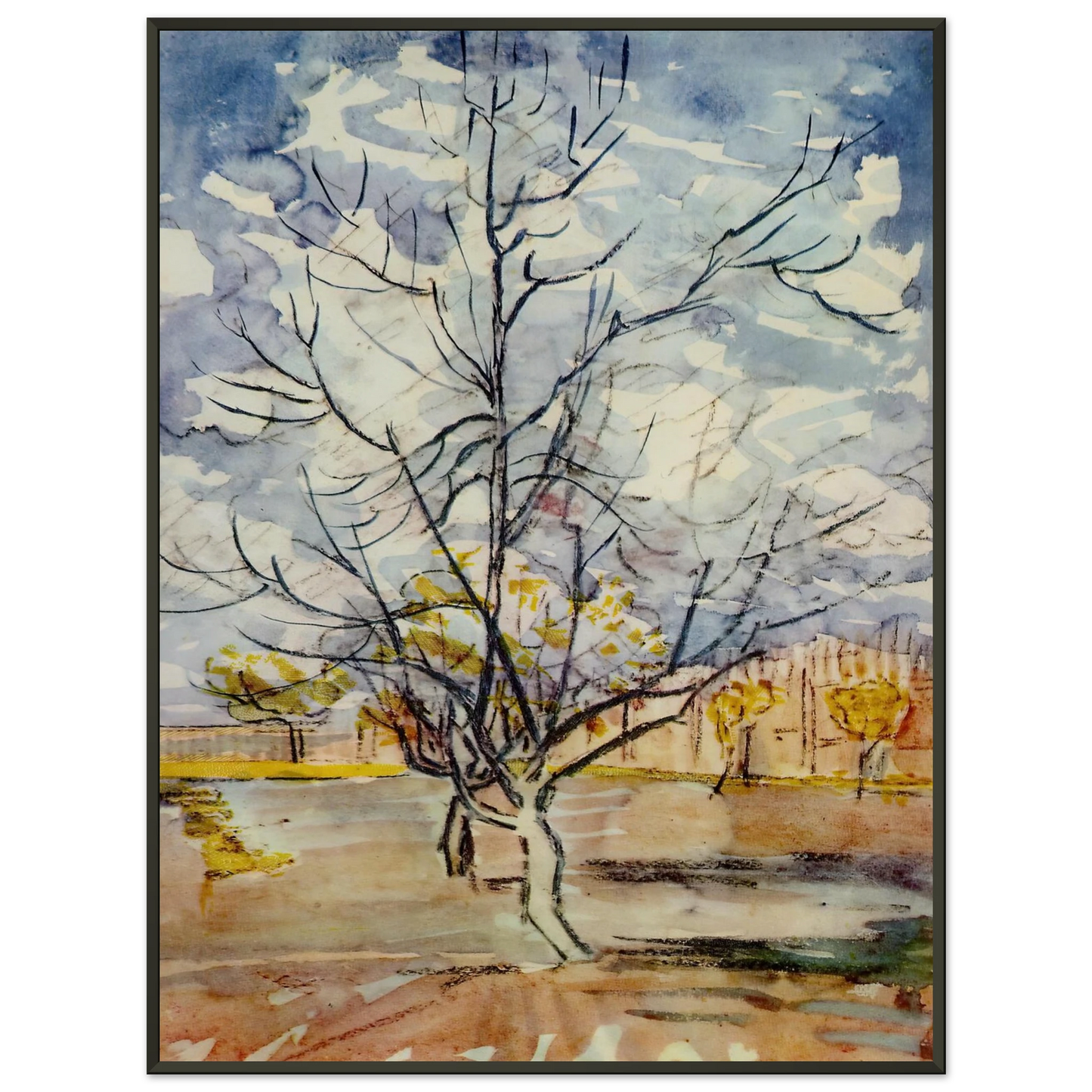 Vincent van Gogh  Pink Peach Trees Framed Art Print  - Aluminum Frame - 70x100 cm / 28x40 inches