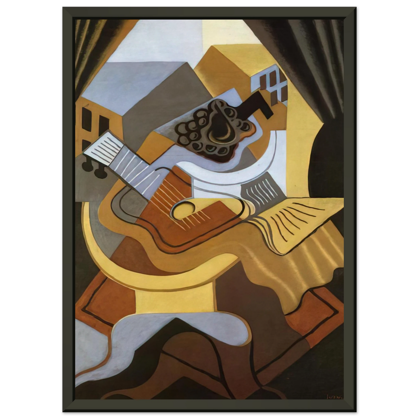 Juan Gris  PEDISTAL TABLE IN FRONT OF THE WINDOW 1921 Framed Art Print  - Aluminum Frame - 70x100 cm / 28x40 inches