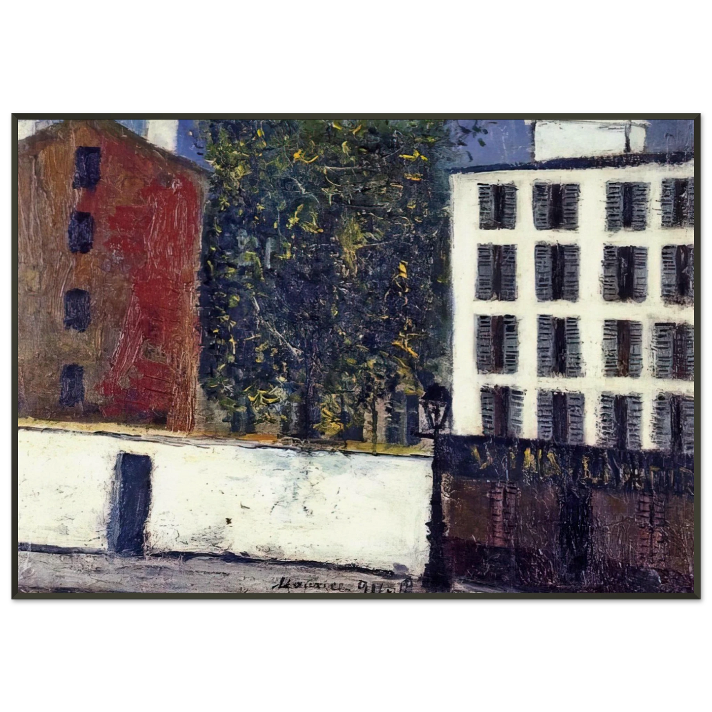 Maurice Utrillo MONTMARTRE STREET Framed Art Print - Aluminum Frame - 21x29.7 cm / 8x12"