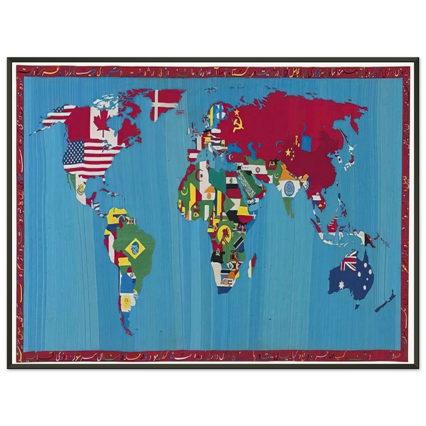 Alighiero Boetti MAPPA DEL MONDO 1988 Framed Art Print - Aluminum Frame - 70x100 cm / 28x40 inches