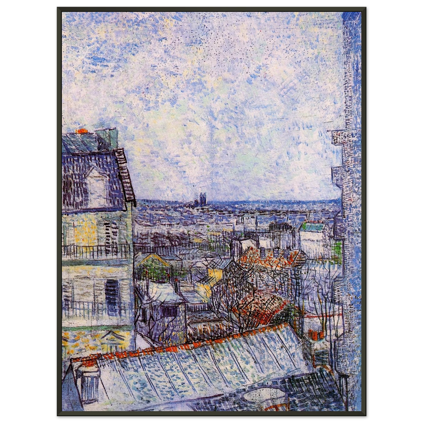 Vincent van Gogh View from Vincents room in the Rue Lepic Framed Art Print - Aluminum Frame - 60x80 cm / 24x32 inches