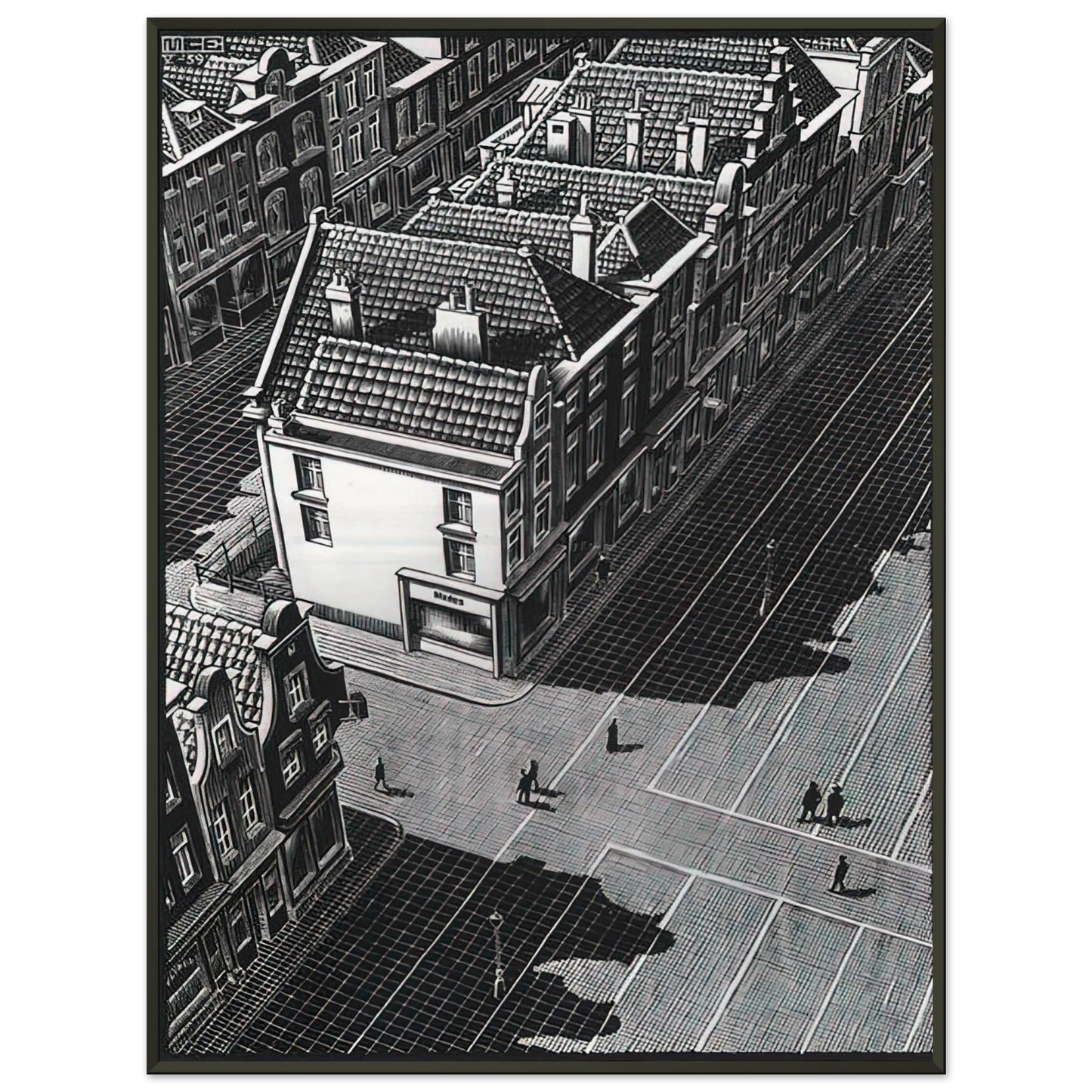MC Escher  DELFT Framed Art Print  - Aluminum Frame - 60x80 cm / 24x32 inches