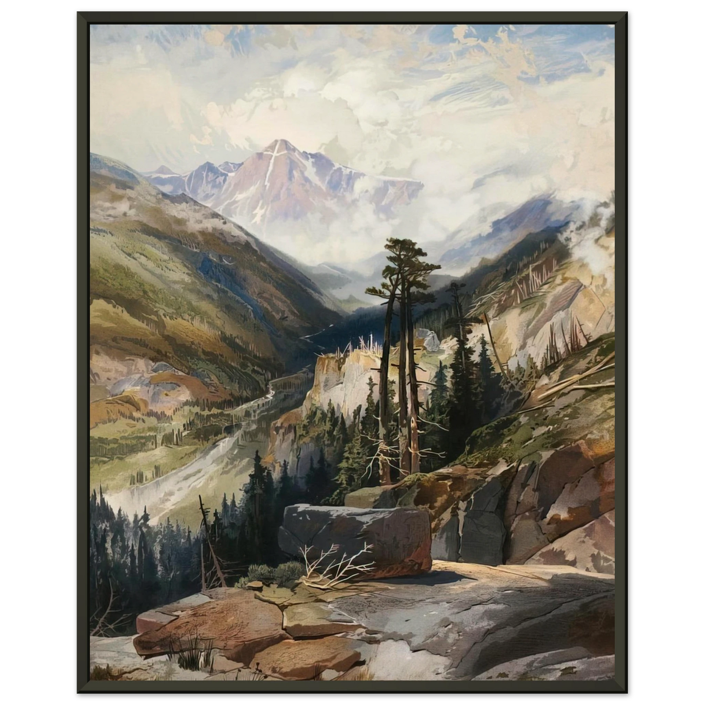 Thomas Moran The Mountain of the Holy Cross Colorado Framed Art Print - Aluminum Frame - 60x80 cm / 24x32 inches