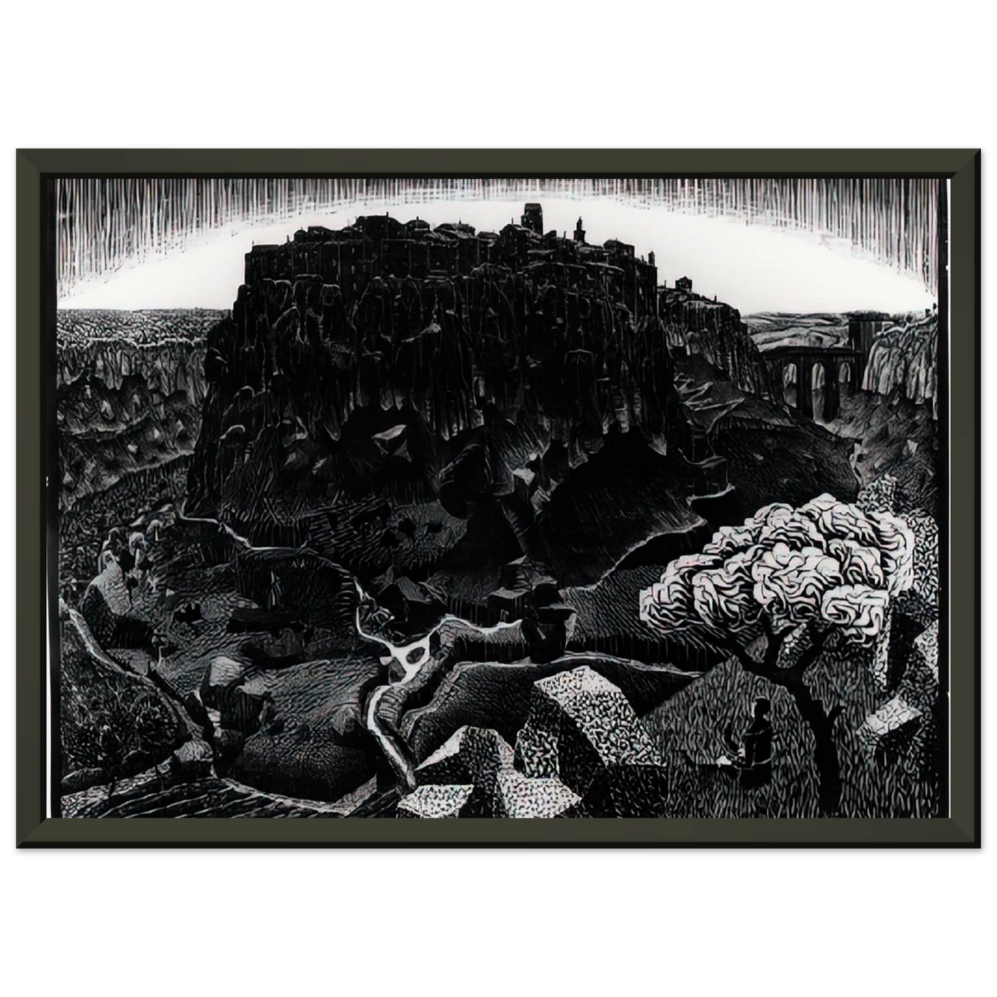 MC Escher  VITORCHIANO NEL CIMINO Framed Art Print  - Aluminum Frame - 70x100 cm / 28x40 inches