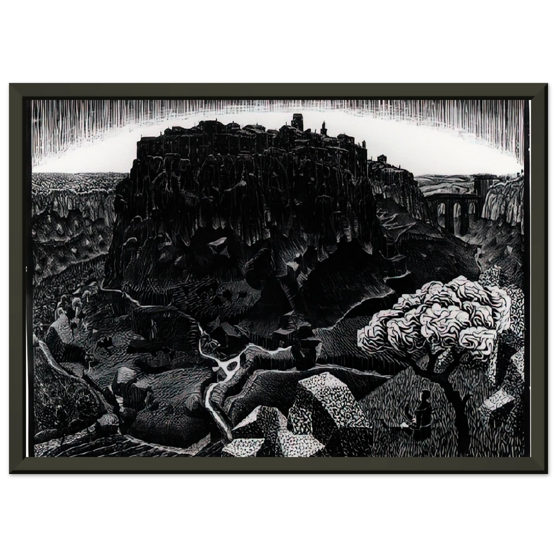 MC Escher  VITORCHIANO NEL CIMINO Framed Art Print  - Aluminum Frame - 70x100 cm / 28x40 inches
