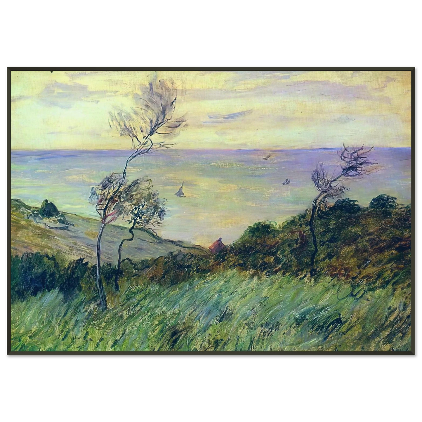 claude monet Cliffs of Varengeville Gust of Wind Framed Art Print - Aluminum Frame - 21x29.7 cm / 8x12"