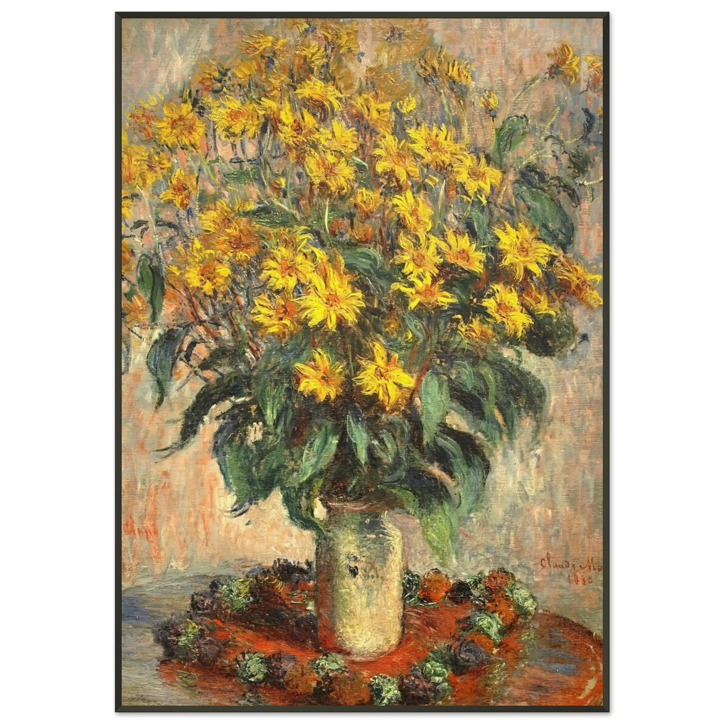 claude monet  Jerusalem Artichokes Framed Art Print  - Aluminum Frame - 21x29.7 cm / 8x12"