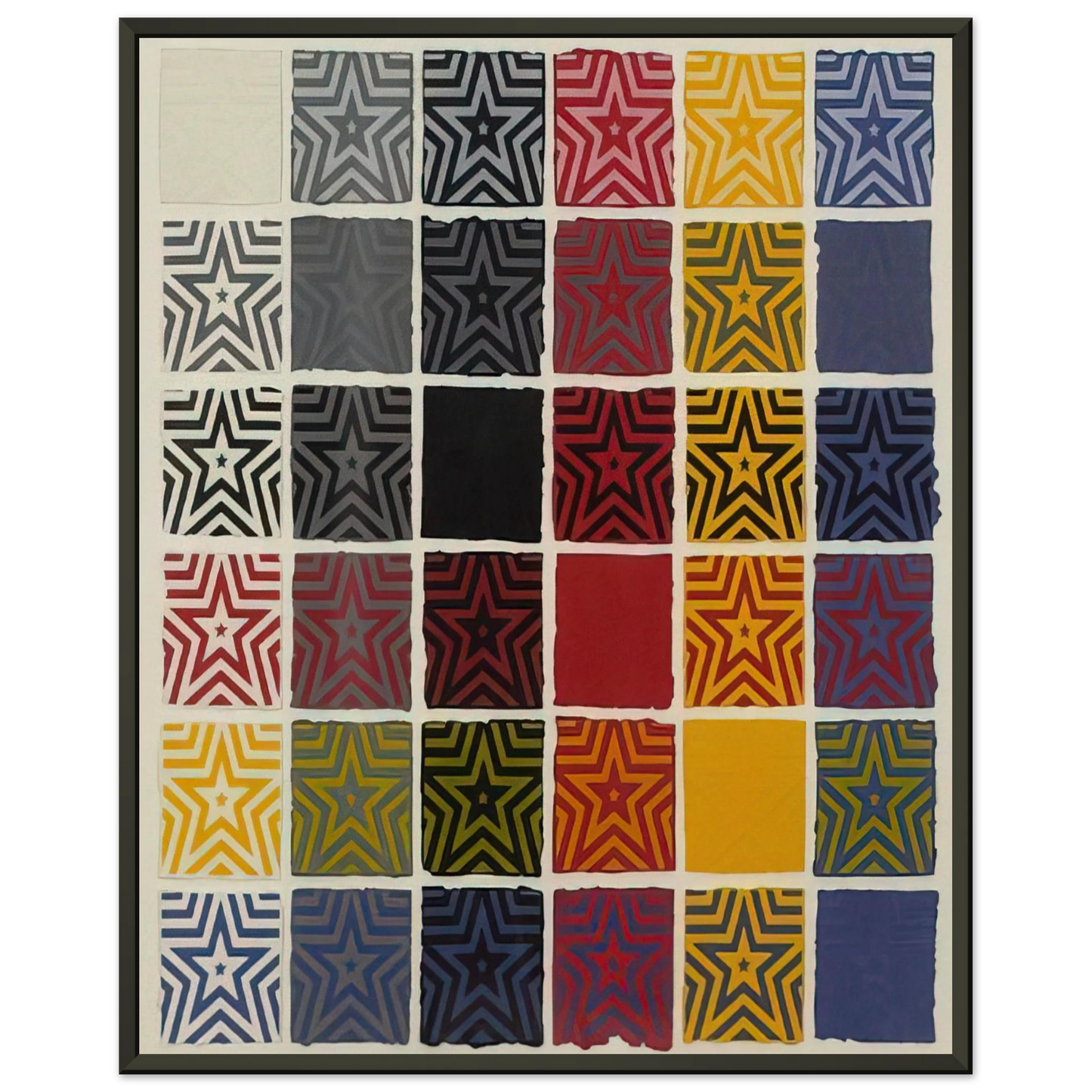 Sol LeWitt Stars 5 Pointed Framed Art Print - Aluminum Frame - 70x100 cm / 28x40 inches