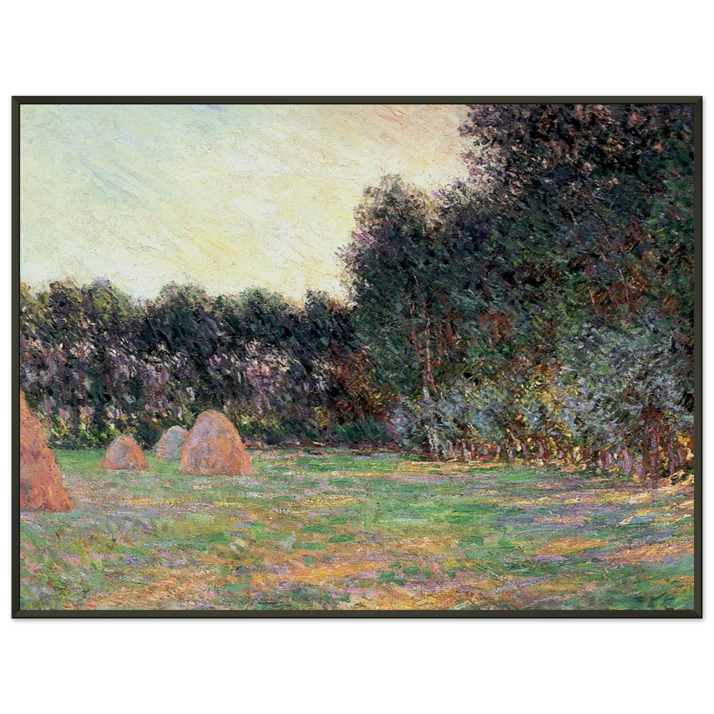 claude monet  Meadow with Haystacks near Giverny Framed Art Print  - Aluminum Frame - 70x100 cm / 28x40 inches