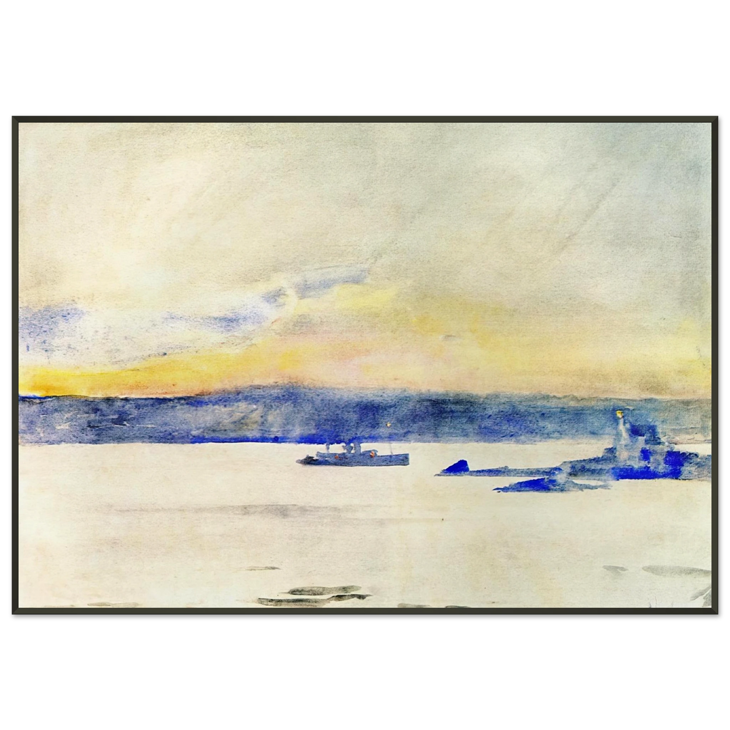 Childe Hassam Afterglow Gloucester Harbor aka Ten Pound Island LIght Framed Art Print - Aluminum Frame - 21x29.7 cm / 8x12"
