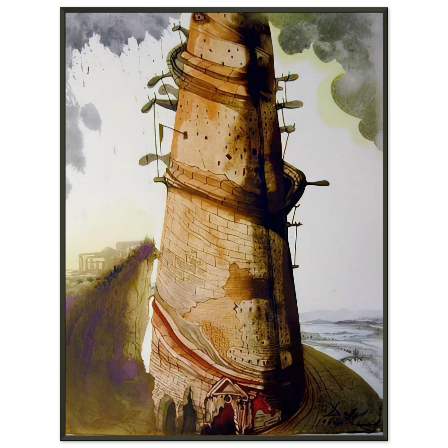 Salvador Dali TURRIS BABEL 1967 Framed Art Print - Aluminum Frame - 70x100 cm / 28x40 inches