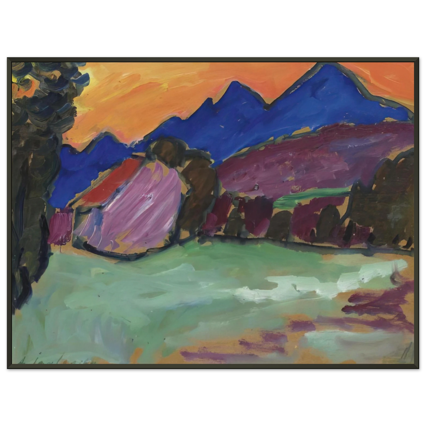 Alexej von Jawlensky ROTER ABEND BLAUE BERGE 1910 Framed Art Print - Aluminum Frame - 60x80 cm / 24x32 inches
