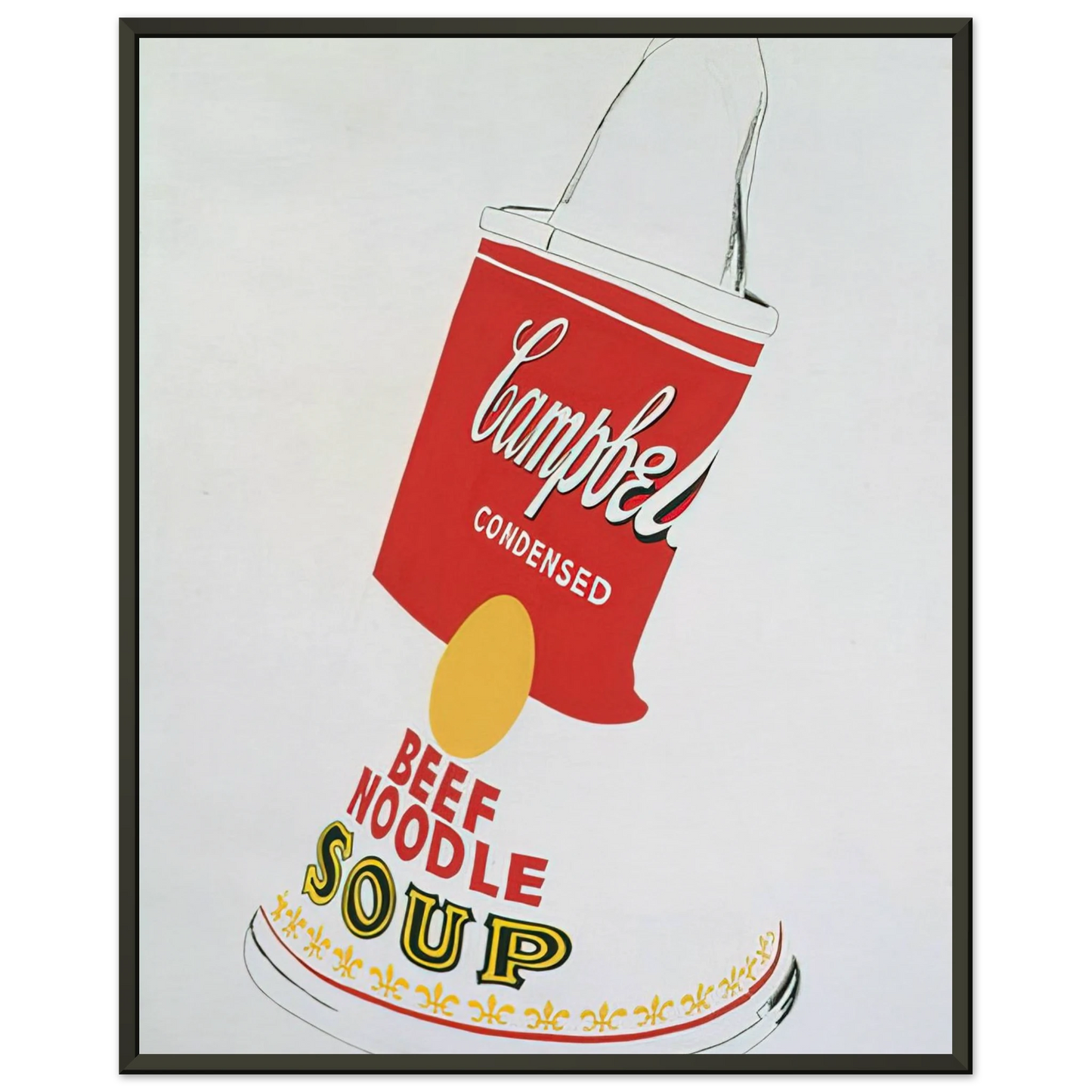 Andy Warhol Crushed Campbells Soup Can Beef Noodle Framed Art Print - Aluminum Frame - 70x100 cm / 28x40 inches
