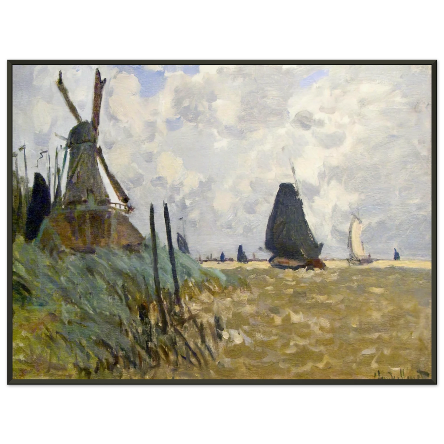 claude monet Windmill near Zaandam Framed Art Print - Aluminum Frame - 60x80 cm / 24x32 inches