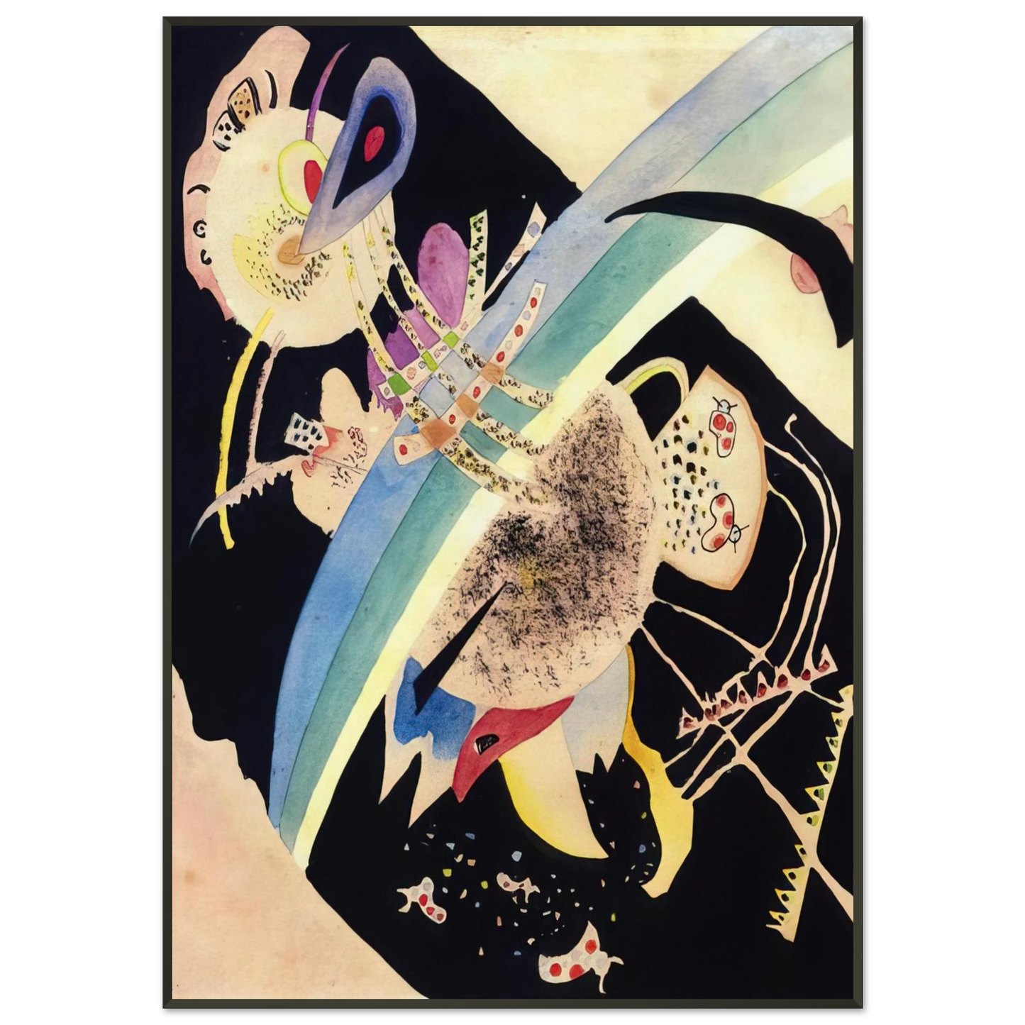 Wassily Kandinsky STUDY FOR CIRCLES ON BLACK 1921 Framed Art Print - Aluminum Frame - 21x29.7 cm / 8x12"